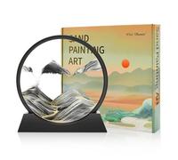 Wai Danie Pittura di Sabbia Che Scorre Quadro Sabbia Movimento sabbia dinamica 3d Hourglass Deep sea Sandscape Display Decorazioni per la Casa e l'ufficio Giocattoli da Scrivania per Adulti (nero 12")