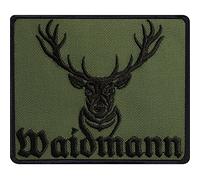 WAIDMANN - Toppa da cucire con cervo, stemma forestale, ideale come regalo per cacciatore/foreste, cervo, applicazione per cappello/giacca in pelle/gilet/jeans, 90 x 75 mm
