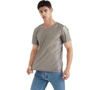 WaiDXn Indumenti protettivi T-shirt in fibra d'argento e protezione dalle radiazioni del campo elettromagnetico La fibra d'argento da uomo può essere indossata in tutte le stagioni(V Neck,L)