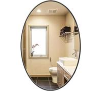 WaiDXn Oval Bathroom Metal Frame Large Mirror Living Room Bedroom Decorative Mirror(Black,40X60cm)