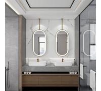 WaiDXn Oval Wall-Mounted Mirror with Black Metal Frame, for The Bathroom(70L x 40W cm)