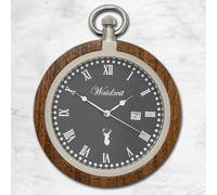 Waidzeit da Uomo Orologio Tasca Acciaio Inox Noce Marrone Scuro Con Catena per