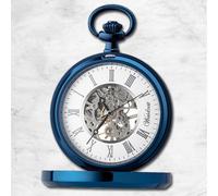Waidzeit Uomo Orologio da Tasca Acciaio Inox Blu Con Catena per Orologi