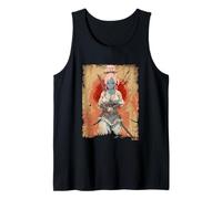 Waifu Sexy Anime Ragazza giapponese Samurai Rosso Sole grunge Canotta