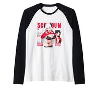 Waifu Sexy Anime Ragazza Occhiali Corna Stile Giapponese Maglia con Maniche Raglan