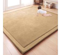 Waigg Kii Grande tappeto da gioco in velluto di corallo, spesso tappeto da gioco per la cameretta dei bambini, per gattonare, tatami, yoga, antiscivolo, per esercizi (cachi, 100 x 180 x 2 cm)