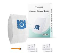WAIKAS 12 Sacchetti per Aspirapolvere Miele FJM/GN, per Aspirapolvere Classic C1 Complete C2 C3, S2 S4 S5 S6 S8 Series 3D Efficiency Sacchetto, Blu