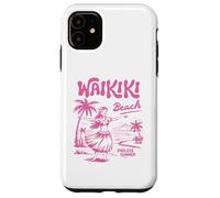 Waikiki Beach Retro Hawaii Vintage Hula Surf Travel Girl Custodia per iPhone 11