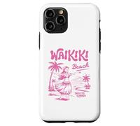 Waikiki Beach Retro Hawaii Vintage Hula Surf Travel Girl Custodia per iPhone 11 Pro