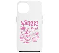 Waikiki Beach Retro Hawaii Vintage Hula Surf Travel Girl Custodia per iPhone 13