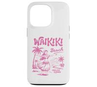 Waikiki Beach Retro Hawaii Vintage Hula Surf Travel Girl Custodia per iPhone 13 Pro
