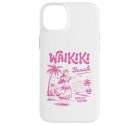 Waikiki Beach Retro Hawaii Vintage Hula Surf Travel Girl Custodia per iPhone 14 Plus