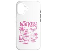 Waikiki Beach Retro Hawaii Vintage Hula Surf Travel Girl Custodia per iPhone 16