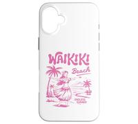 Waikiki Beach Retro Hawaii Vintage Hula Surf Travel Girl Custodia per iPhone 16 Plus