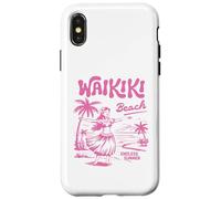 Waikiki Beach Retro Hawaii Vintage Hula Surf Travel Girl Custodia per iPhone X/XS