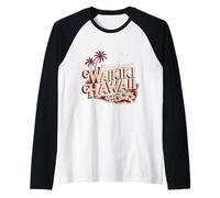 Waikiki Hawaii Benvenuti in paradiso Design retrò vintage Maglia con Maniche Raglan