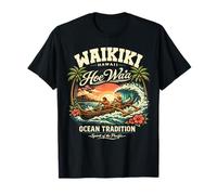 Waikiki Hawaii Hoe Wa'a Outrigger Canoa Oceano Tradizione Maglietta