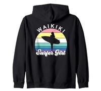 Waikiki Surfer Girl Retro Hawaii Beach Pastel Summer Surf Felpa con Cappuccio