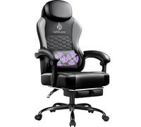 WAILOR Sedia da gioco con cuscino massaggiante e molle a pacchetto, sedia ergonomica per adulti con poggiapiedi 136,1 kg, sedia da gamer in pelle con poggiatesta e supporto lombare