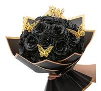 Waipfaru Bouquet di rose artificiali glitterate nere, per fai da te, per San Valentino, anniversario, fidanzamento, matrimonio, Halloween, festa della mamma, 24 rose