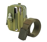 Waist Bag, Outdoor Belt Phone Case Pouch, Oxford Wallet Tote with Belt Loop and Zipper, Large Capacity Gadget Organizer for Keys, Cards, Earphones and Tools, 6,89 x 4,72 x 2,36 pollici, Verde militare