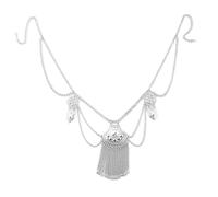 Waist Chain Body Chain Female Beach Bikini Decorations Ethnic Wind Metal Tassel Waist Accessory(Argento)