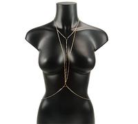 Waist Chain Chest Chains Sexy Body Jewelry Body Chain Bikini for Women Summer Accessories Beach Waist Gift Necklaces Triangle Woman(Gold)