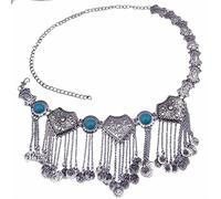 Waist Chain Flower Turkish Bohemian Dress Belt Belly Dance Waist Chain Coins Sexy Body Woman(Black)