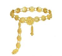 Waist Chain Gold Silver Color Metal Belly Chains for Women Carved Flower Belly Dance Dress Belt Chain Bohemian Turkish Indian Jewelry Woman(Gold)