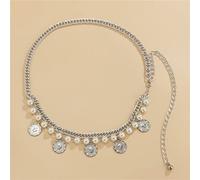 Waist Chain Gypsy Lady Women Dance Belly Belt Hip High Chunky Waist Chain Coin Tassel Imitation Dress Decorative Woman(Silver)