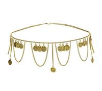 Waist Chain Indian Coin Tassel Dress Belt for Women Gold Bikini Jewelry Arab Wedding Bride Coin Belly Dance Waist Chains Turkey Egypt Woman(Gold)