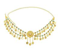 Waist Chain Indian Golden Coin Tassel Waist Chains for Women Acrylic Beads Statement Belly Dance Dress Bely Chains Woman(Gold)