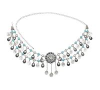 Waist Chain Indian Golden Coin Tassel Waist Chains for Women Acrylic Beads Statement Belly Dance Dress Bely Chains Woman(Silver)