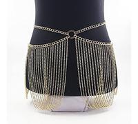Waist Chain Metal Waist Chain Female Fashion Stage Performance Belly Chain Personality Beach Bikini Tassel Waist Chain Woman(Gold)
