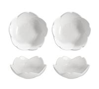 WAIT FLY Bellissimi piatti da condimento in ceramica a forma di Sakura, da 3 cm, con piattino per ketchup, piatti per antipasto, aceto, spezie, insalata, soia, sushi, wasabi, condimenti, ciotole, colore: bianco/rosa, set da 4