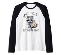 Wait for Me Ive Got Little Legs Divertente Procione Animali Maglia con Maniche Raglan