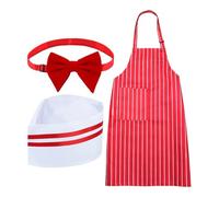 Waiter Costume Kit For Women With Half Apron,Chef Hat And Red Bow Tie | AdjustableRed White Striped Carnival Apron | 1950s Waiter Costume Kit With Hat And Red Bow Ties For Birthday Party Role Play