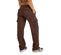 Waitfairy - Pantaloni cargo da tuta da donna, gamba dritta, foderati in pile, pantaloni da jogging, vestibilità larga, per outfit autunnali