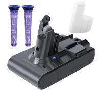 Waitley Batteria per Dyson V6 6000mAh, 2 Prefiltri, Senza Viti | Per Dyson V6 An
