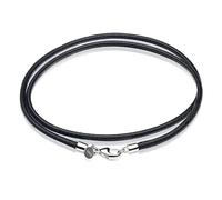 Waitsoul Collana in pelle per uomo e donna con chiusura a moschettone in argento massiccio 925 da 3 mm, colore: nero/marrone/marrone chiaro/rosso, collana in pelle da 40/45/50/56/60/76 cm, 22, Argento
