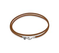 Waitsoul Collana in pelle per uomo e donna con chiusura a moschettone in argento massiccio 925 da 3 mm, colore: nero/marrone/marrone chiaro/rosso, collana in pelle da 40/45/50/56/60/76 cm, 20, Argento