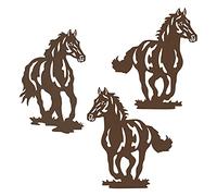 Waiu Set di 3 decorazioni da parete in metallo con cavallo occidentale, 23,6 cm, stile rustico, conciso, decorazione da parete per soggiorno, camera da letto, bagno, interni ed esterni, regalo