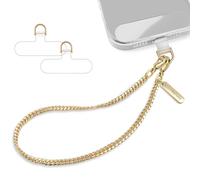 WaiYukllic Cinturino per telefono con catena in metallo per custodia iPhone, cinturino da polso con 2 linguette antifurto, per donne e ragazze, viaggi e feste, Metallo non prezioso, Nessuna pietra