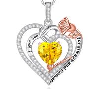 WAJASHUE Collana in argento Sterling 925 da donna, collana con pietra portafortuna a forma di cuore, regalo di compleanno per moglie, regalo per donne, mamma, fidanzata, lei, Zirconi cubici, argento