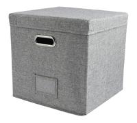 WAJJWI 13 Inch Foldable Organizer Large Capacity Vinyl Record Storage Box with Lid Cotton Linen Home Closet Multi-functional per Dischi(Grey)