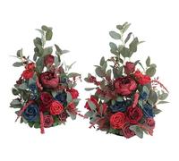 WAJJWI 2 pezzi di simulazione fiore di seta fiore artificiale peonia rosa sfondo cartello di benvenuto strada piombo fiore decorativo festa di nozze per Decorazioni Matrimoni(Wine Red)