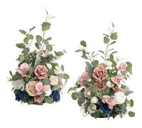 WAJJWI 2 pezzi di simulazione fiore di seta fiore artificiale peonia rosa sfondo cartello di benvenuto strada piombo fiore decorativo festa di nozze per Decorazioni Matrimoni(Card Blue)