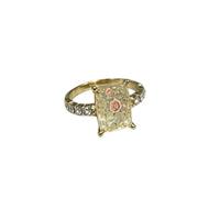 WAJJWI 2pcs Vintage Rose Floral Crystal Ring Per Donna | Square Shaped Gold Rose Ring With Rounded Prongs
