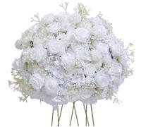 WAJJWI Fiore artificiale Palla Strada principale Decorazione di nozze Rosa Respiro del bambino Fiore Centrotavola Decorazione for vetrina Decorazione per Decorazioni Matrimoni(White)