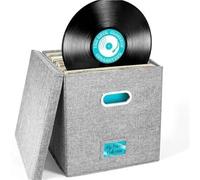WAJJWI Foldable Vinyl Record Storage Box Portables Multi-functional Organizer with Lid for 12 In Albums Records Crate LP Album per Dischi(Gray)